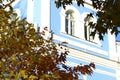 Window, detail, autumn, blue facade